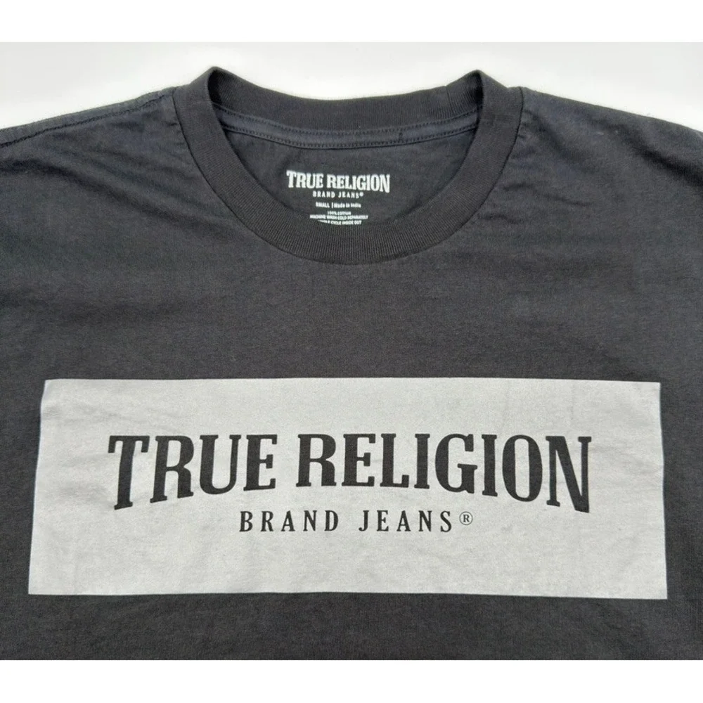 True Religion Mens Box Logo Graphic T-Shirt Black Small 108328